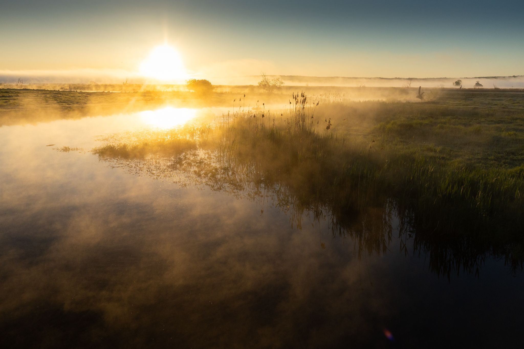 Nebel über dem Fluss